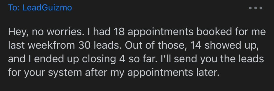 18 appointments booked, closing 4
